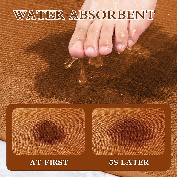 Bathroom Rugs Mat 32x17, Ultra Thin Non Slip Bath Mat Quick Dry Absorbent Bath Mat for Bathroom Floor, (Orange, 32"x17")