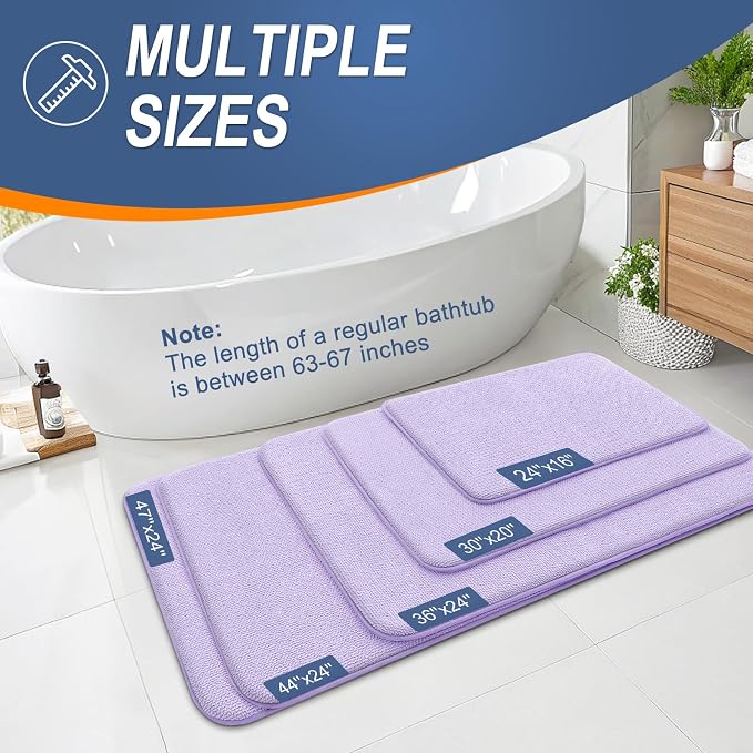 OLANLY Thick Memory Foam Bathroom Rugs 30x20, Absorbent Bath Mat, Lavender | Soft Quick Dry Bath Rugs, Non-Slip, Machine Washable Carpet for Bathroom Floor, Tub and Shower, Home Decor Accessories