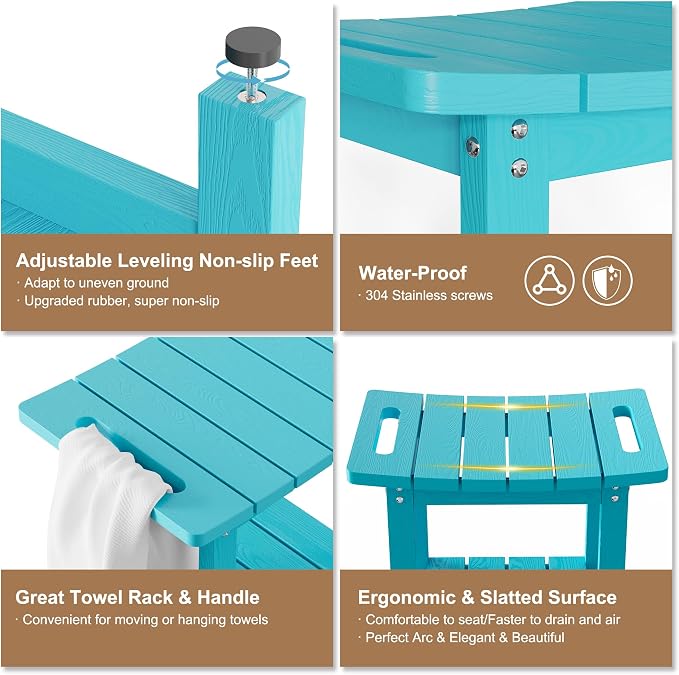 HIPS Shower Benches for Inside Shower, Shower Stool with Space-Efficient Storage Shelf, Waterproof Shower Chair Seat for Spa Bathroom(Sky Blue)