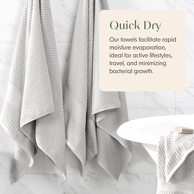 100% Cotton 6 Piece Bath Towel Set | Grey Towels | Oeko‑TEX Standard 100 | Soft & Absorbent, Quick‑Dry | Trinity Collection - Quiet Grey