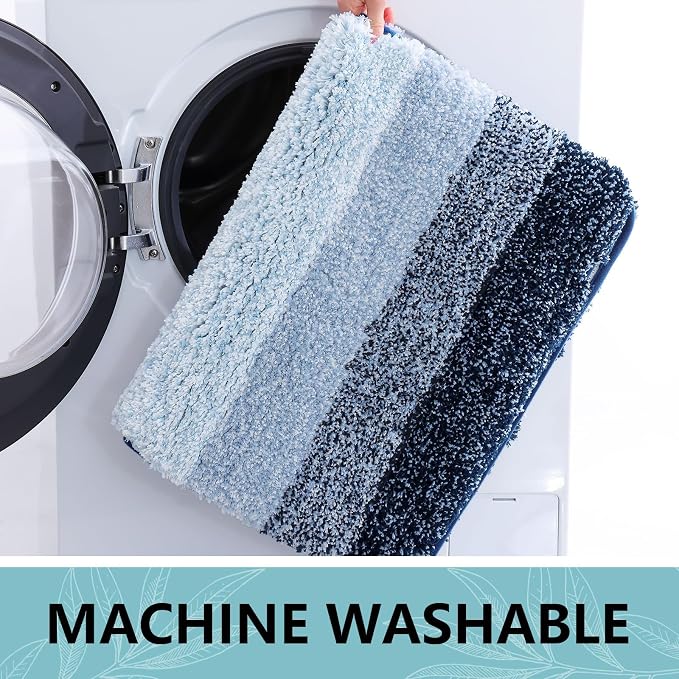 Arotive Microfiber Bathroom Rugs, Shaggy Soft and Absorbent Bath Rug, 24x24 | DarkBlue, Rubber Backing Thick Plush Machine Washable Dry Bath Mats for Bathroom, Tub and Shower, Round