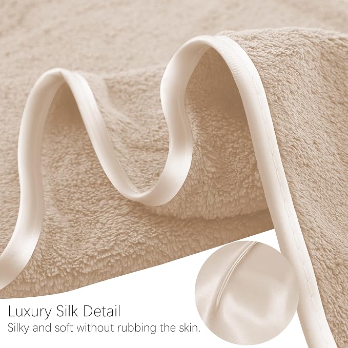 TENSTARS Luxury Silk Hemming Towel Set - Light Thin Quick Drying - 2 Bath Towels 2 Hand Towels 2 Washcloths - Ultra Soft Microfiber Towel for Bath Fitness, Sports, Yoga, Travel (Brown 6 Pieces)