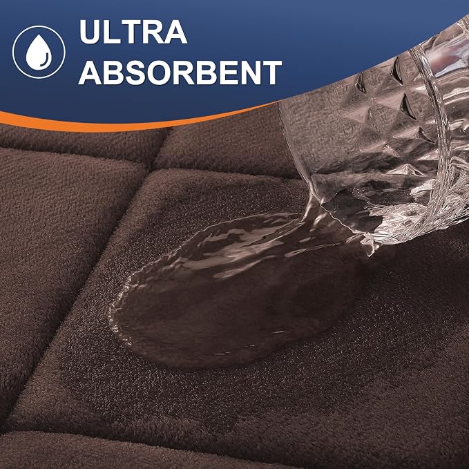 OLANLY Memory Foam Bath Mat 47x20, Ultra Soft and Absorbent Bathroom Rugs | Brown, Quick Dry, Machine Washable Shower Bath Rugs, Comfortable Bath Carpet for Bathroom Floor, Tub and Shower