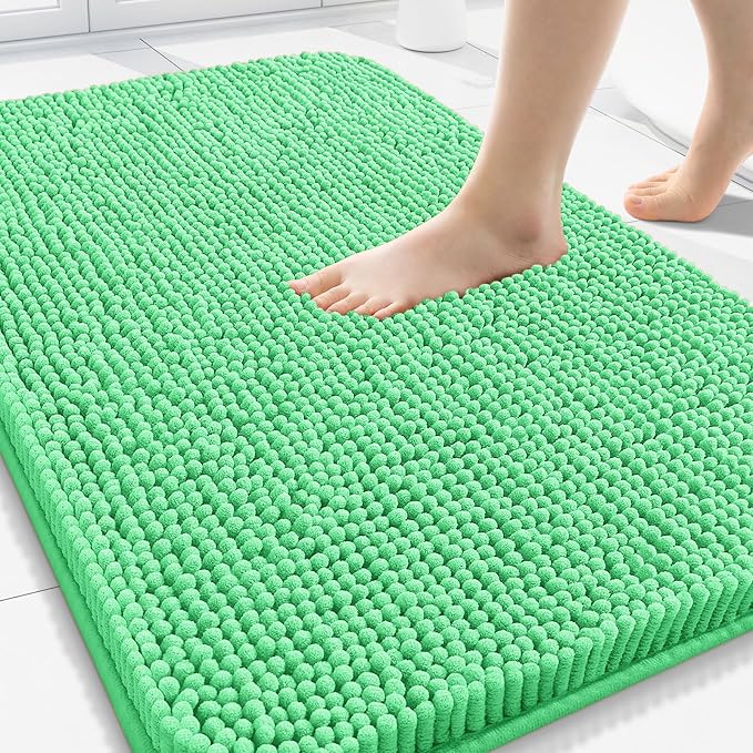 Arotive Bathroom Rugs 30x20, Soft Absorbent Shaggy Chenille Bath Rugs | Mint Green, Machine Washable Rubber Backing Bath Mats for Bathroom Floor Tub and Shower Home Decor Accessories