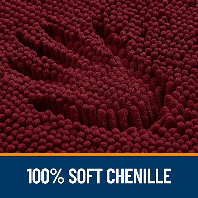 OLANLY Large Bathroom Rugs 47x32, Extra Soft Absorbent Chenille Bath Rugs | Burgundy, Quick-Drying Rubber Backing, Machine Washable Bath Mat for Bathroom Floor, Tub and Shower, Home Decor Accessories