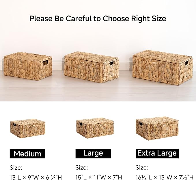StorageWorks Extra Large Wicker Basket with Lid, Baskets for Shelves | Woven Baskets with Lids for Shelves, Wicker Storage Baskets with Lids, Decorative Box, Lidded Baskets for Organizing, 1 Pack
