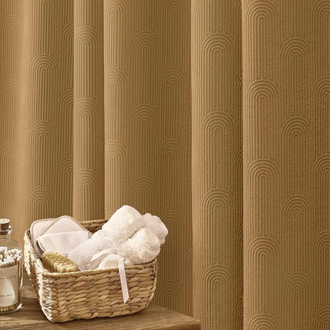 Terracotta Boho Cotton Shower Curtain Arch,48" W x 72" L | Minimalist Shower Curtain for Bathroom