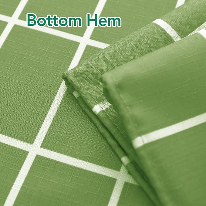 Biscaynebay Extra Long Sage Green Shower Curtain for Bathroom-72x84 Inch Fabric Modern Farmhouse Faux Linen Textured Grid Plaid Shower Curtains, Minimalist Simple Geometric Neutral Decor Washable