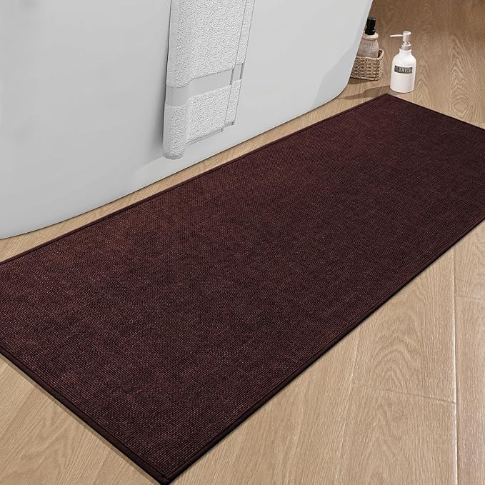 Bathroom Rugs Mat 59x24, Ultra Thin Non Slip Bath Mat Large Quick Dry Absorbent Bath Mat for Bathroom Floor, (Dark Purple, 59"x24")