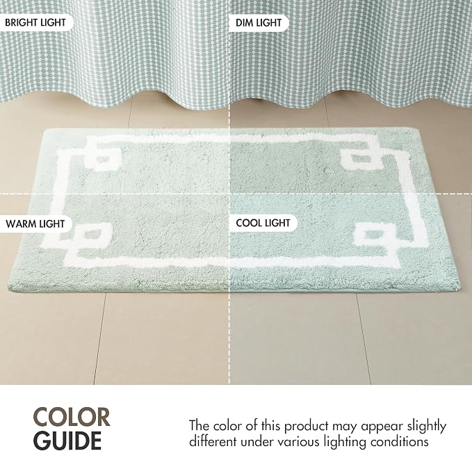 Madison Park Evan 100% Cotton Bath Runner Plush Absorbent, 24 x 72, Seafoam | Non-slip Backing, OEKO TEX, Luxurious Tufted Plush Bath Rug for Bathroom, Quick Dry, Spa Design Decorative for Shower Room