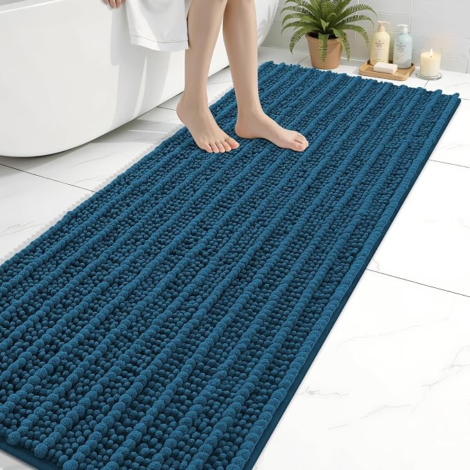 Arotive Bathroom Rugs Mat 70x24, Soft Absorbent Chenille Shaggy Bath Mat | Peacock Blue, Machine Wash Dry, Bath Rugs for Bathroom Floor, Tub and Shower, Home Decor Accessories