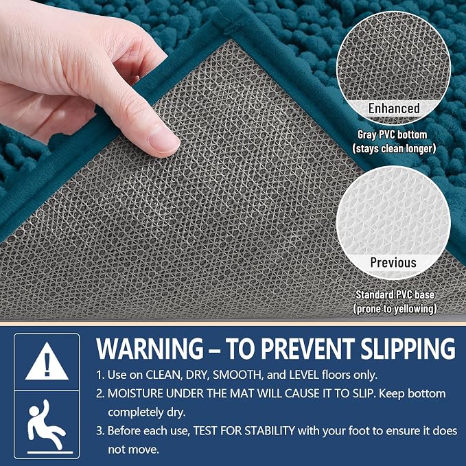 Arotive Bathroom Rugs Mat 34x21, Soft Absorbent Chenille Shaggy Bath Mat | Peacock Blue, Machine Wash Dry, Bath Rugs for Bathroom Floor, Tub and Shower, Home Decor Accessories
