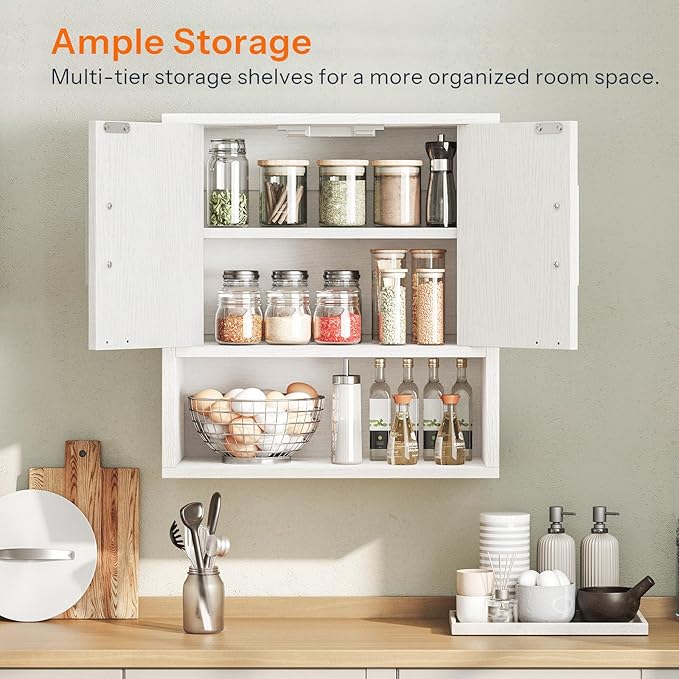 HOOBRO Bathroom Wall Cabinet, Medicine Cabinet, 15 x 16.1 Bathroom Wall Cabinet with Adjustable Shelf, Over The Toilet Wall Bathroom Storage Cabinet for Bathroom, Bedroom, White