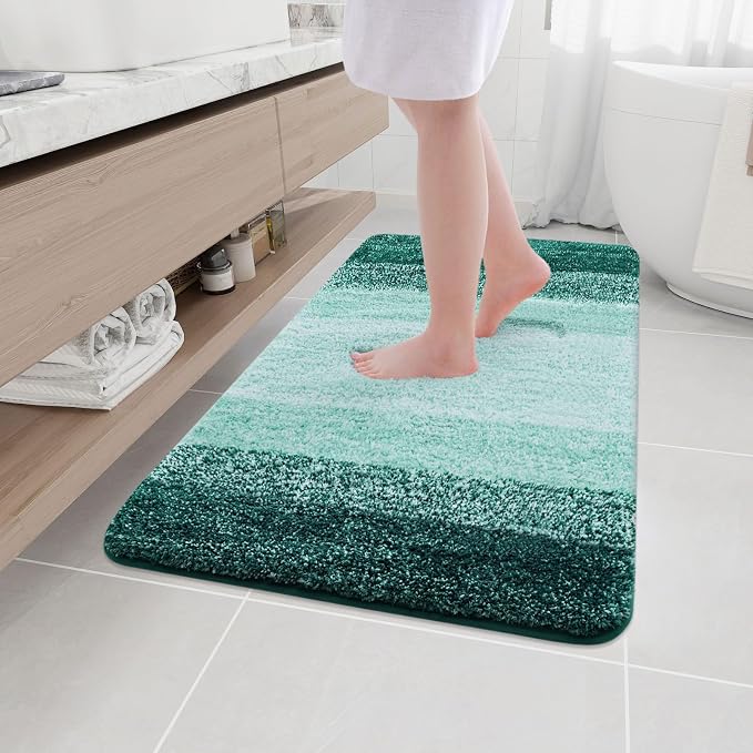 Arotive Microfiber Bathroom Rugs, Shaggy Soft Absorbent Bath Rug, 44x32 | DarkGreen, Rubber Backing Thick Plush Machine Washable Dry Bath Mats for Bathroom, Tub and Shower, Rectangular