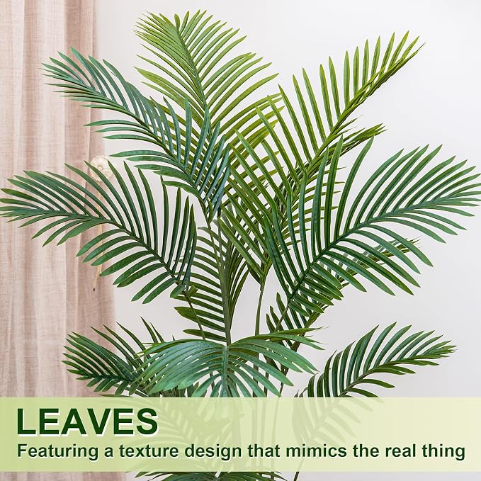 VIVATREES Palm Tree 5FT Artificial, 60in Tall Faux Palm Tree with 15.7 White Planter, Fake Potted Tree for Indoor & Outdoor Home Office Decor