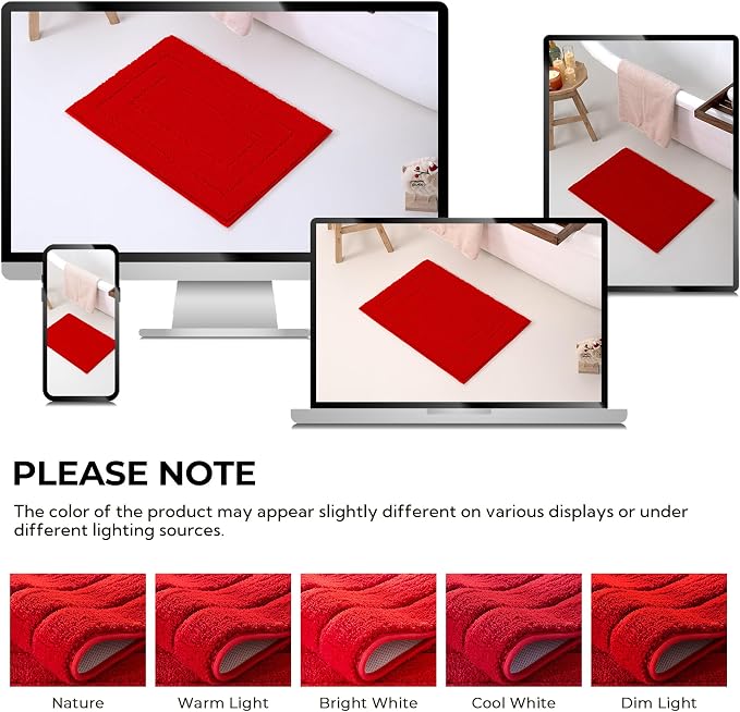 GRANNY SAYS Red Bathroom Rug 16" x 24", Non-Slip Microfiber Bath Mat | Ultra-soft, with durable TPR backing for reliable grip, fast water absorption, machine washable for small bathroom spaces