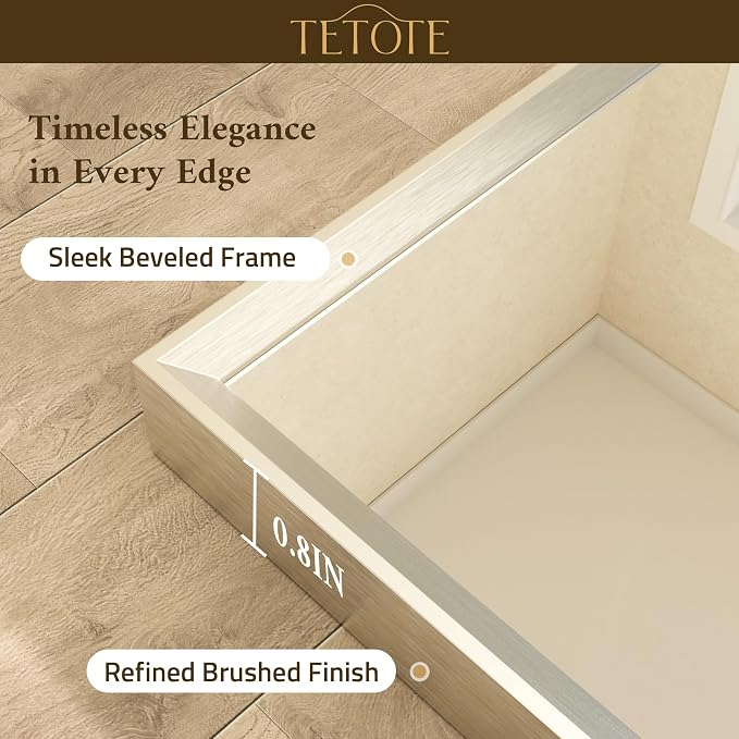 Brushed Nickel Bathroom Mirror for Over Sink 40" x 24" Brushed Nickel Beveled Framed Rectangle Vanity Mirror for Bathroom, Bedroom, Entryway, Living Room, Tempered Glass, Stronger Frame
