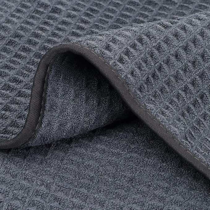 HOMEXCEL Waffle Bath Towels Set of 4 Pack, Waffle Towels for Bathroom, Grey | 400GSM Microfiber Waffle Bathroom Towel Set, Ultra Soft, Highly Absorbent, Quick Dry Towel for Gym, Shower, Spa, 30 x 60 Inch