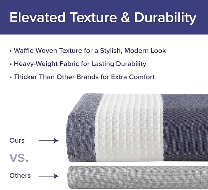 Madison Park Extra Wide Shower Curtain for Bathroom, Blue Ombre 108" x 72" | Ariana Ombre Cozy, Spa Quality Modern Waffle Weave Contemporary, 3M Scotchgard Treatment, Machine Washable