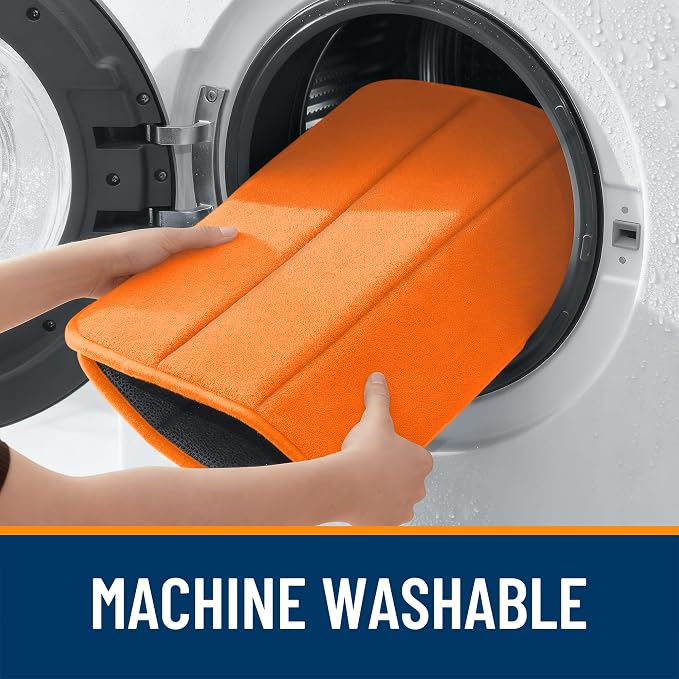 OLANLY Memory Foam Large Bath Mat 40x32, Super Soft Absorbent Bathroom Rugs | Orange, Quick Dry Bath Rug, Machine Washable Shower Floor Mats, Bathmat Carpet for Bathroom Floor, Tub and Shower