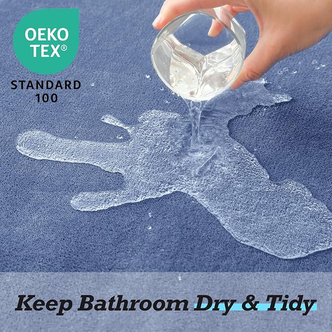 Bathroom Rugs Sets 2 Piece, Non-Slip & Quick Dry Bath Mat Set, Ultra Soft Velvet Bath Rugs for Bathroom, Toilet and Shower Floor, Dusty Blue