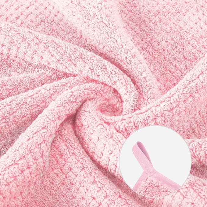 MaopaoBeauty 6 Piece Washcloth Set,100% Microfiber - Quick Dry, Thick, Soft, Plush and Highly Absorbent Luxury Hotel & Spa Bath Towel for Bathroom, Pack of 6, Pink