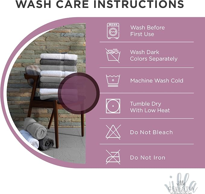 Villa Celestia 12-Piece 100% Cotton Towel Set, 4 Bath Towels, 4 Hand Towels, 4 Wash Cloth, Quick-Dry, Burgandy
