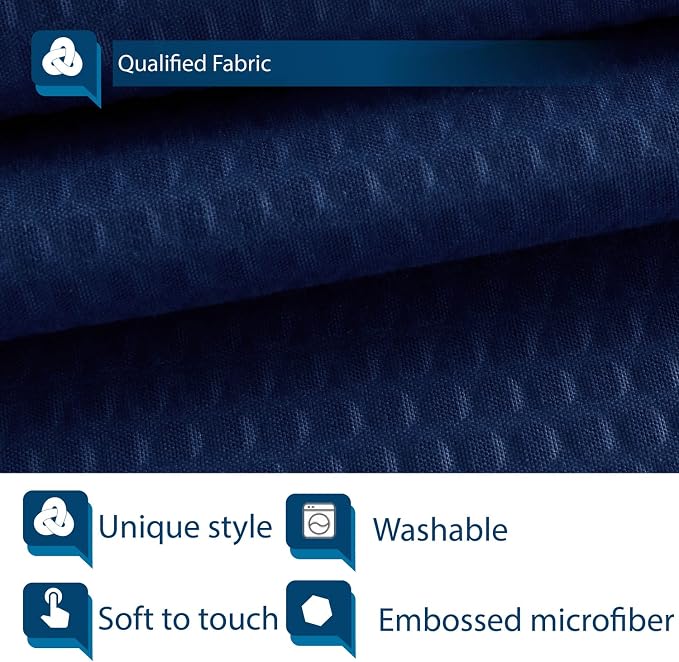 Barossa Design Soft Microfiber Fabric Shower Liner or Curtain Navy Blue | Hotel Quality, Machine Washable, Water Repellent 70W x 72H Lightweight Cloth Shower Curtain for Bathroom/Tub
