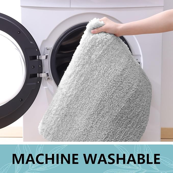 Arotive Microfiber Bathroom Rugs, Shaggy Soft Absorbent Bath Rug, 24x16 | LightGrey, Rubber Backing Thick Plush Machine Washable Dry Bath Mats for Bathroom, Tub and Shower, Rectangular
