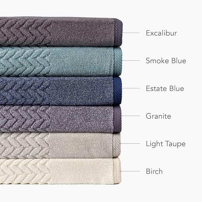 Texere 100% Organic Cotton Jacquard 650 GSM Premium Bath Towel Sets - Extra Absorbent Quick Dry and Soft (Cable, Granite, 2 Bath Towels)