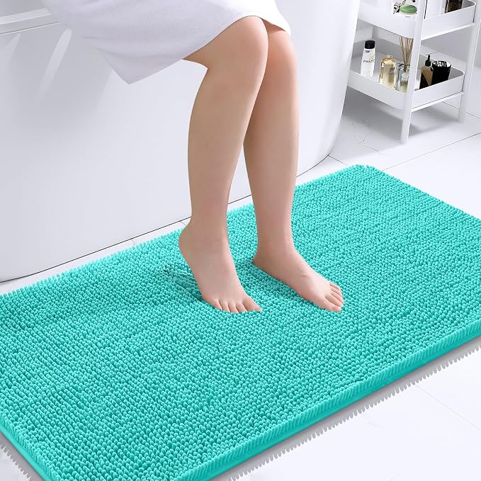 OLANLY Bathroom Runner Rugs 44x24, Extra Soft Absorbent Chenille Bath Rugs | Teal, Quick-Drying Rubber Backing, Machine Washable Long Bath Mat for Bathroom Floor, Tub and Shower, Home Decor Accessories
