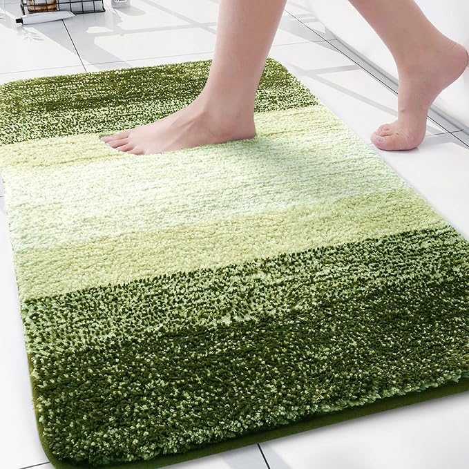 Arotive Microfiber Bathroom Rugs, Shaggy Soft Absorbent Bath Rug, 30x20 | BlackishGreen, Rubber Backing Thick Plush Machine Washable Dry Bath Mats for Bathroom, Tub and Shower, Rectangular