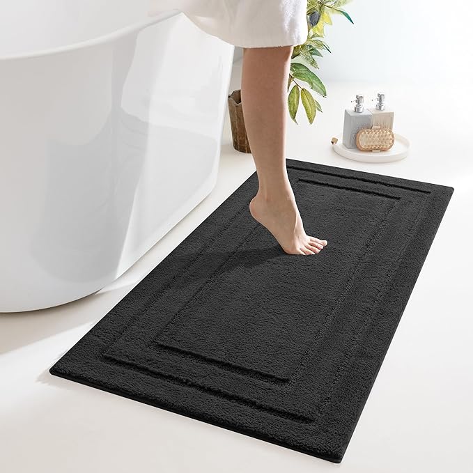 GRANNY SAYS Charcoal Gray Bathroom Runner Rug 24" x 48", Soft Bath Mat | Non-Slip long rug with TPR Backing, Absorbent, Machine Washable Extra Large Bath Rugs for Double Vanity, Shower, Tub