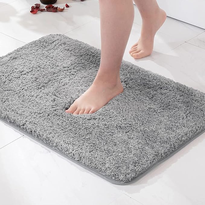 MIULEE Grey Large Bathroom Rugs Soft Microfiber Bath Mat 24x36 Inch | Absorbent, Non Slip, Quick Dry, Fluffy Bath Rugs for Bathroom Floor Tub Showers, Machine Washable