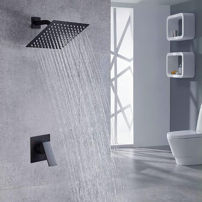 Voolan Rain Shower head, High Pressure Shower Head Made of 304 Stainless Steel, Relaxed Shower Experience Even at Low Water Flow and Pressure (6" Black)