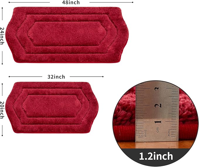COSY HOMEER Non-Slip Bath Mat Extra Thick Absorbent Plush Washable | 24"x48" Red Non-Slip Extra Thick Plush Absorbent Machine Washable Bath Mat Bathroom Rug Floor Tub Shower