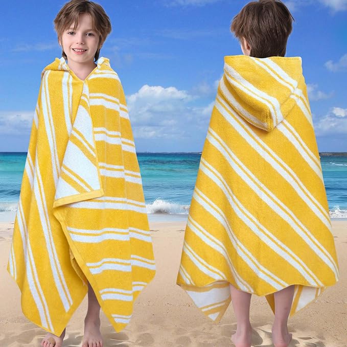 VOOVA & MOVAS Kids Swim Towel,3-10 Years,100% Cotton | Delicate Jacquard Fabric, Ample Size, Quick Water Absorption, Works for Bath, Pool, Beach and Swimming Trips