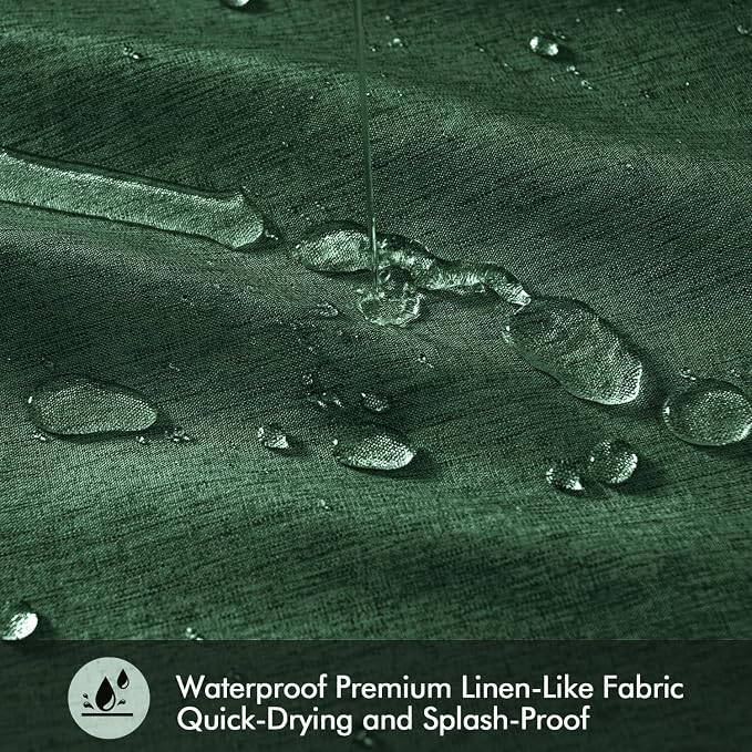 ANRODUO Dark Green Linen Textured Fabric Shower Curtain Set - W72xL84 | Farmhouse Shower Curtain with 12 Metal Hooks, Waterproof Heavy Duty, Button Hole Design, Machine Washable for Bathroom