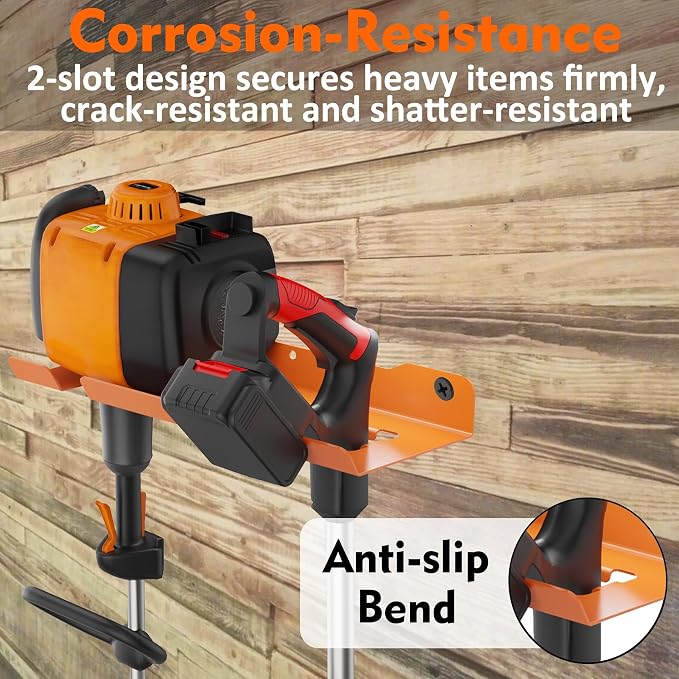 MUTUACTOR Weed Eater Hanger,Large Opening Heavy Duty Weedeater Rack Wall Mount,Weedeater Trimmer Rack 2 Slots for Hanging Yard Tools, Trailer Garage Wall Chainsaw,Lawn Equipment