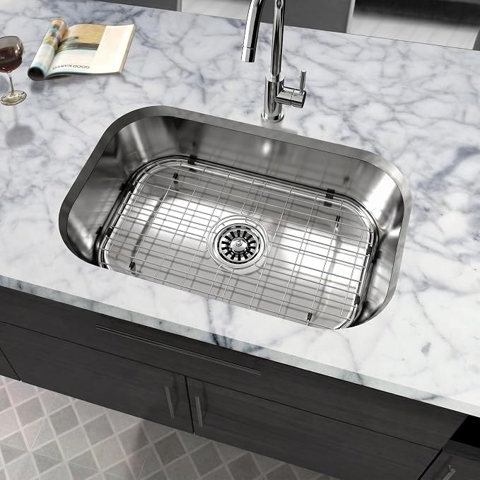 Kitchen Sink Grid and Sink Protector, Stainless Steel Sink Grids 18-1/2" x 13-3/8" with Center Drain for Single Sink Bowl, Sinka Bottom Grid, Sinks Grate