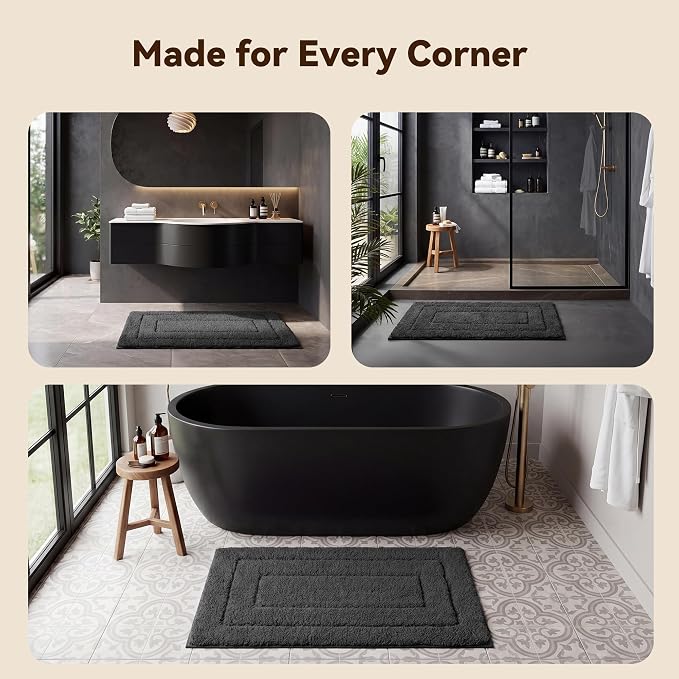 GRANNY SAYS Charcoal Gray Bathroom Rug 20" x 32", Non-Slip Bath Mat | Ultra-soft, durable TPR backing for reliable grip, fast water absorption, machine washable for Vanity, Shower, Tub