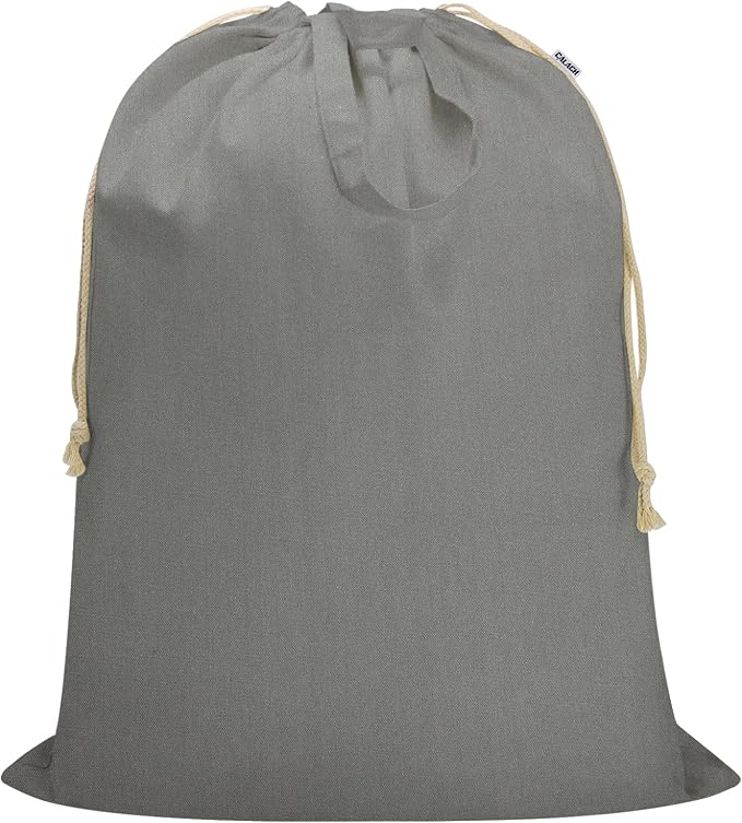 Canvas Laundry Bag 33"Wx 35"H, Extra Large Heavy Duty Hamper Liner, XL Grey | Thick Canvas Fabric, with Handles & Drawstring Closure, Washable Basket Liner Replacement, Home Storage Sack, 1Pack