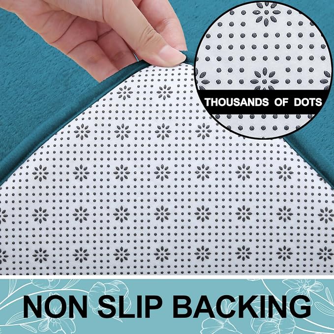 Smiry Memory Foam Bath Mat 40x32, Extra Soft and Absorbent Bathroom Rugs | Peacock Blue, Quick Dry Machine Washable Non-Slip Bath Mat for Bathroom Floor, Shower and Tub