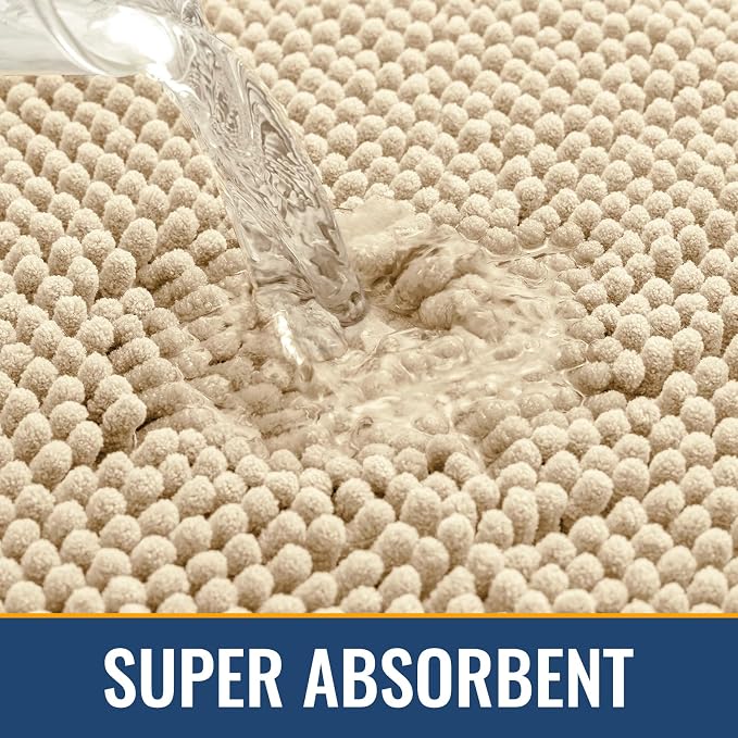 Arotive Bathroom Rugs Round 24x24, Soft Absorbent Shaggy Chenille Bath Rugs | Beige, Machine Washable Rubber Backing Bath Mats for Bathroom Floor Tub and Shower Home Decor Accessories