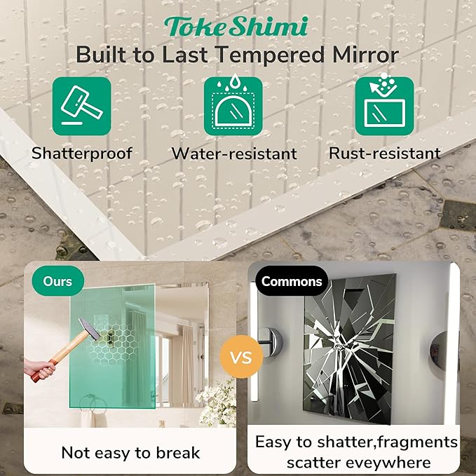 48x24 Beveled Frameless Bathroom Mirror Decorative, Bathroom Vanity Mirrored with 1" Beveled Edge, Shatterproof Modern Frameless Mirror Rectangle for Living Room, Entryway, Restroom