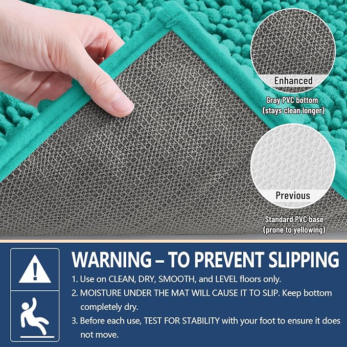 Arotive Bathroom Rugs Mat 30x20, Soft Absorbent Chenille Shaggy Bath Mat | Teal, Machine Wash Dry, Bath Rugs for Bathroom Floor, Tub and Shower, Home Decor Accessories