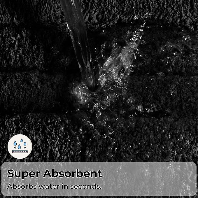 GRANNY SAYS Black Bathroom Rug 71" x 24", Non-Slip Microfiber Bath Mat | Ultra-soft, durable TPR backing for reliable grip, fast water absorption, machine washable for Vanity, Shower, Tub