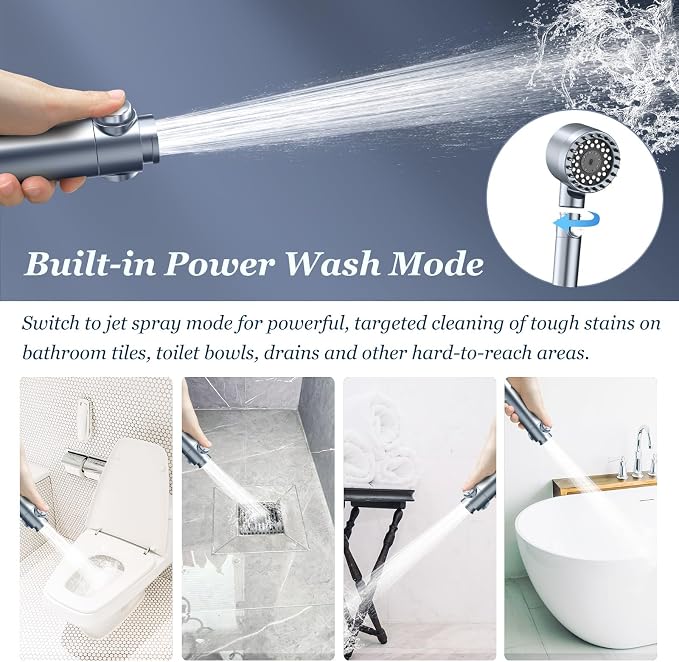 FEELSO Filtered Shower Head with Handheld, High Pressure Shower Filter Head | ON/OFF Switch, Anti-clog Nozzles, 4 Spray Showerhead with Filters for Hard Water, Remove Chlorine, Reduce Dry Itchy Skin