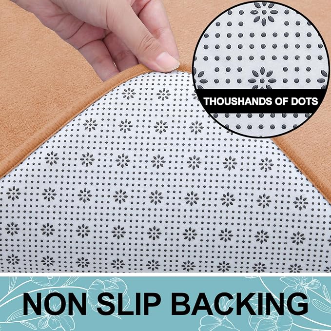 Smiry Memory Foam Bath Mat 24x16, Extra Soft and Absorbent Bathroom Rugs | Peach, Quick Dry Machine Washable Non-Slip Bath Mat for Bathroom Floor, Shower and Tub