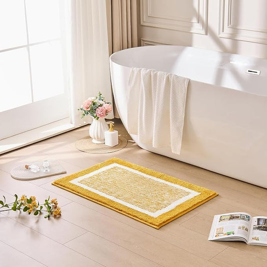 CozeCube Harvest Gold Bath Mat 24"x16" Non Slip Washable Rug | For Bathroom Non Slip, Fluffy Absorbent Microfiber Bath Mats Machine Wash, Stylish Small Aesthetic Bathroom Rugs